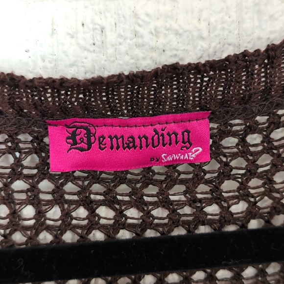 Cropped Crochet Shrug Bolero Dark Brown Y2K - Picture 2 of 4